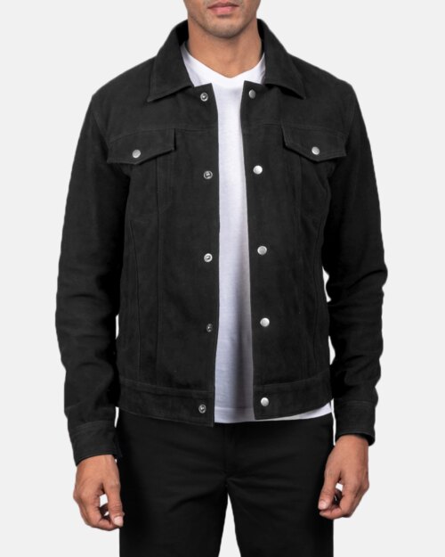 Rovix Black Suede Trucker Jacket